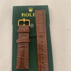 Rolex Gold Plated 20mm Buckle Brown Leather Strap